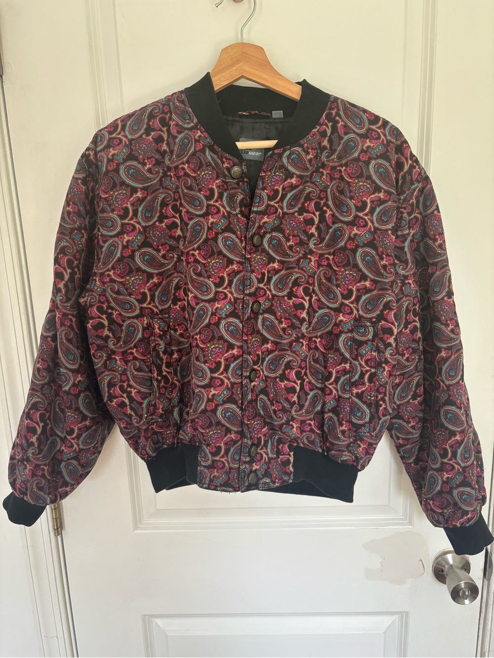 Vintage Lizwear Purple Paisley Bomber Jacket M